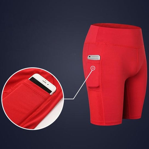 Shorts de Yoga para Todas las Estaciones con Bolsillo para Móvil