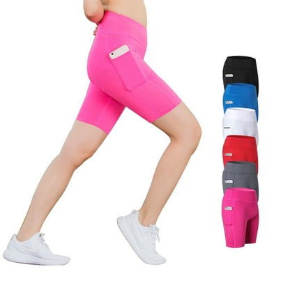 Shorts de Yoga para Todas las Estaciones con Bolsillo para Móvil