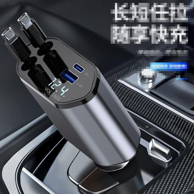 Cargador de Coche USB-C Retractable de Carga Rápida