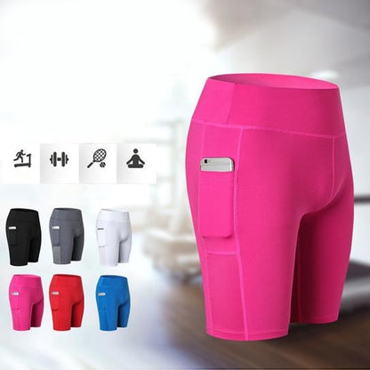 Shorts de Yoga para Todas las Estaciones con Bolsillo para Móvil