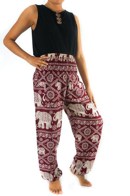 Pantalones Hippie Elefante Burdeos - Yoga y Boho