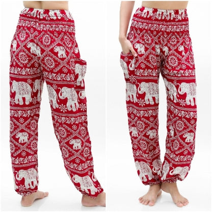 Pantalones Hippie Elefante Burdeos - Yoga y Boho