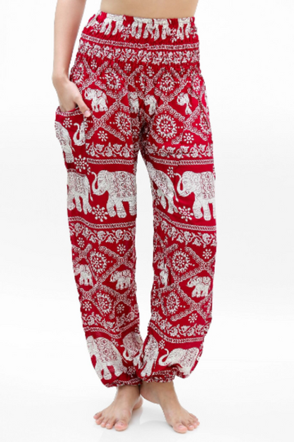 Pantalones Hippie Elefante Burdeos - Yoga y Boho
