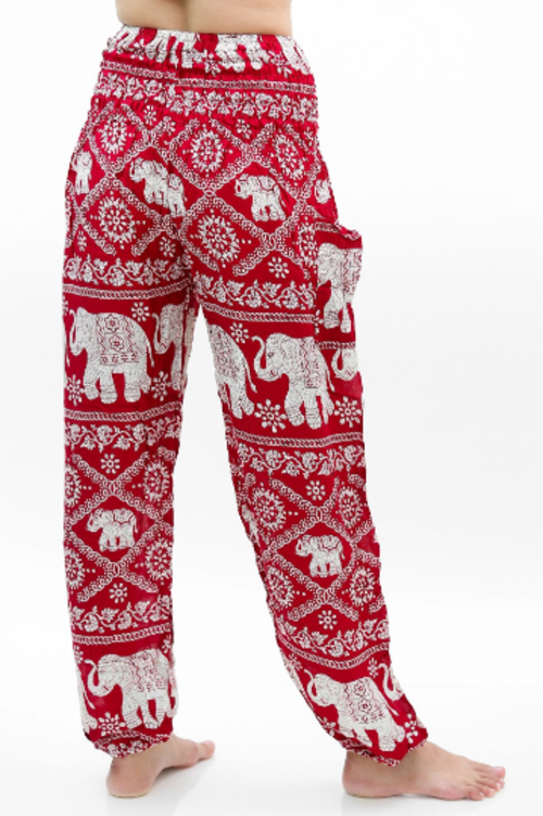 Pantalones Hippie Elefante Burdeos - Yoga y Boho