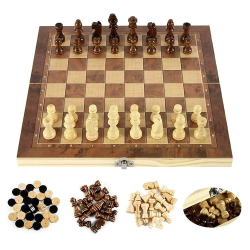 Ajedrez Plegable de Madera Portátil - Juego de Estrategia Clásico