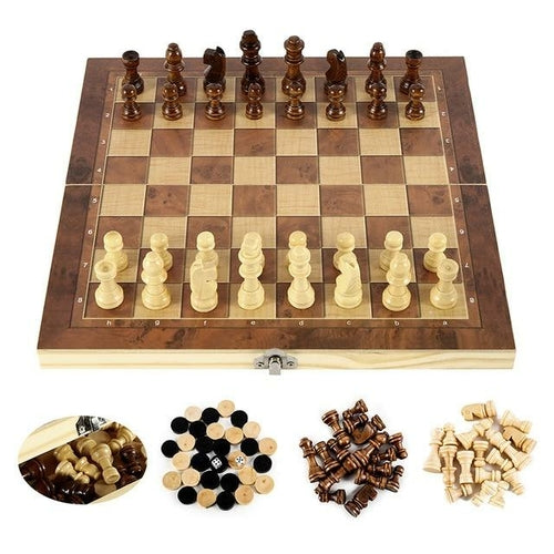 Ajedrez Plegable de Madera Portátil - Juego de Estrategia Clásico